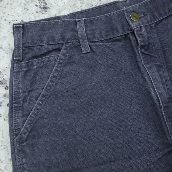 RARE Vintage Carhartt B25 PTB Petrol Blue - Grey Carpenter Shorts 31x8.15 - Picture 8 of 14